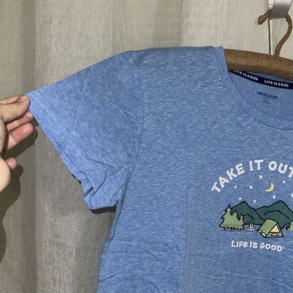 Life is Good TAKE IT OUTSIDE Blue 2 Piece Sleep Shirt & Shorts PJ Set - Picture 11 of 16